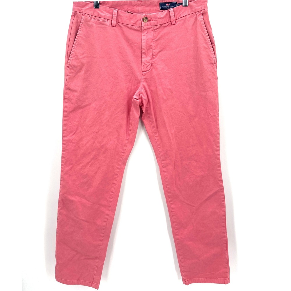 Vineyard Vines Breaker Pant‎ Coral Pink Chino Flat Front Mens Size 34x32